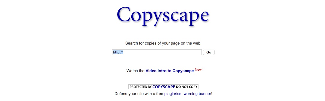 A screenshot of the Copyscape website