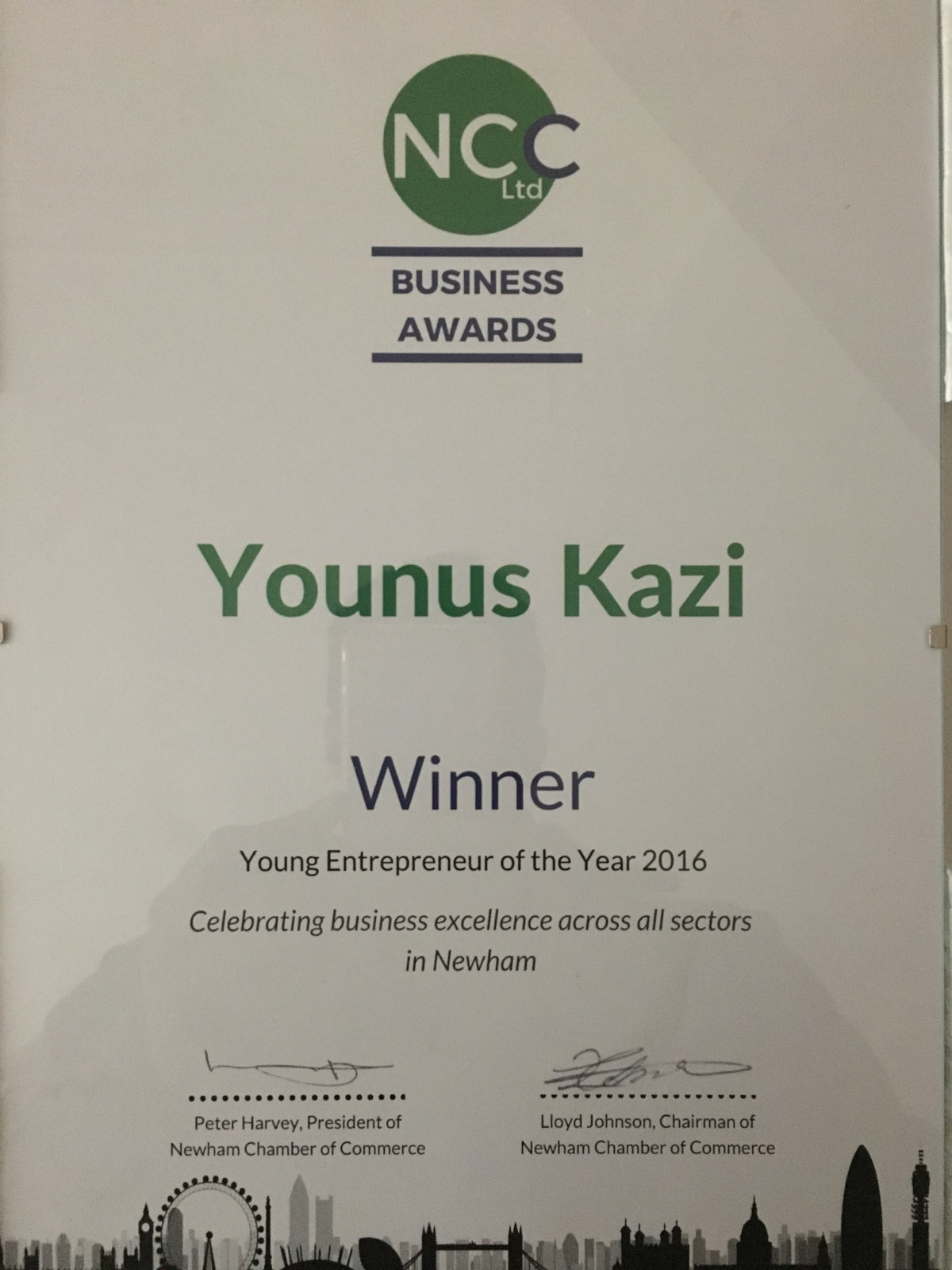 Image of young entrepreneur of the year award 2016