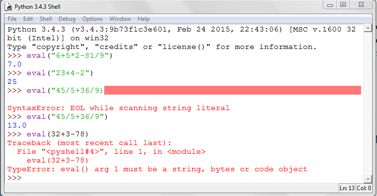 assignment in eval python