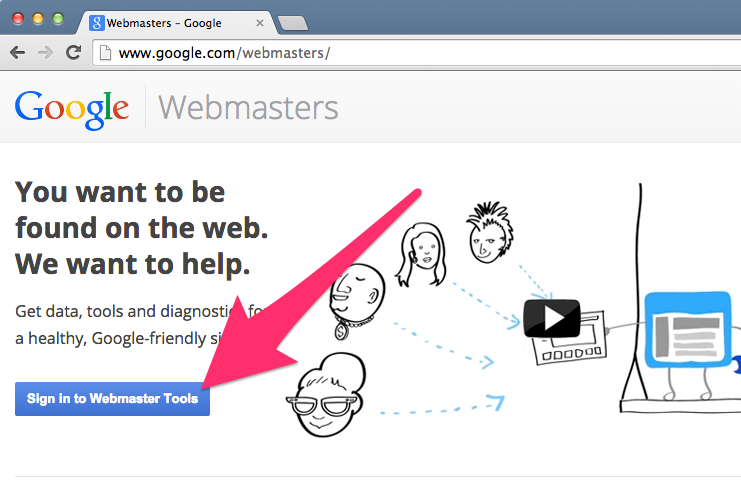 A screenshot of Google's Webmaster Tools homepage