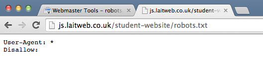 A screenshot of a robots.txt file that allows all search engines to access all pages of the site