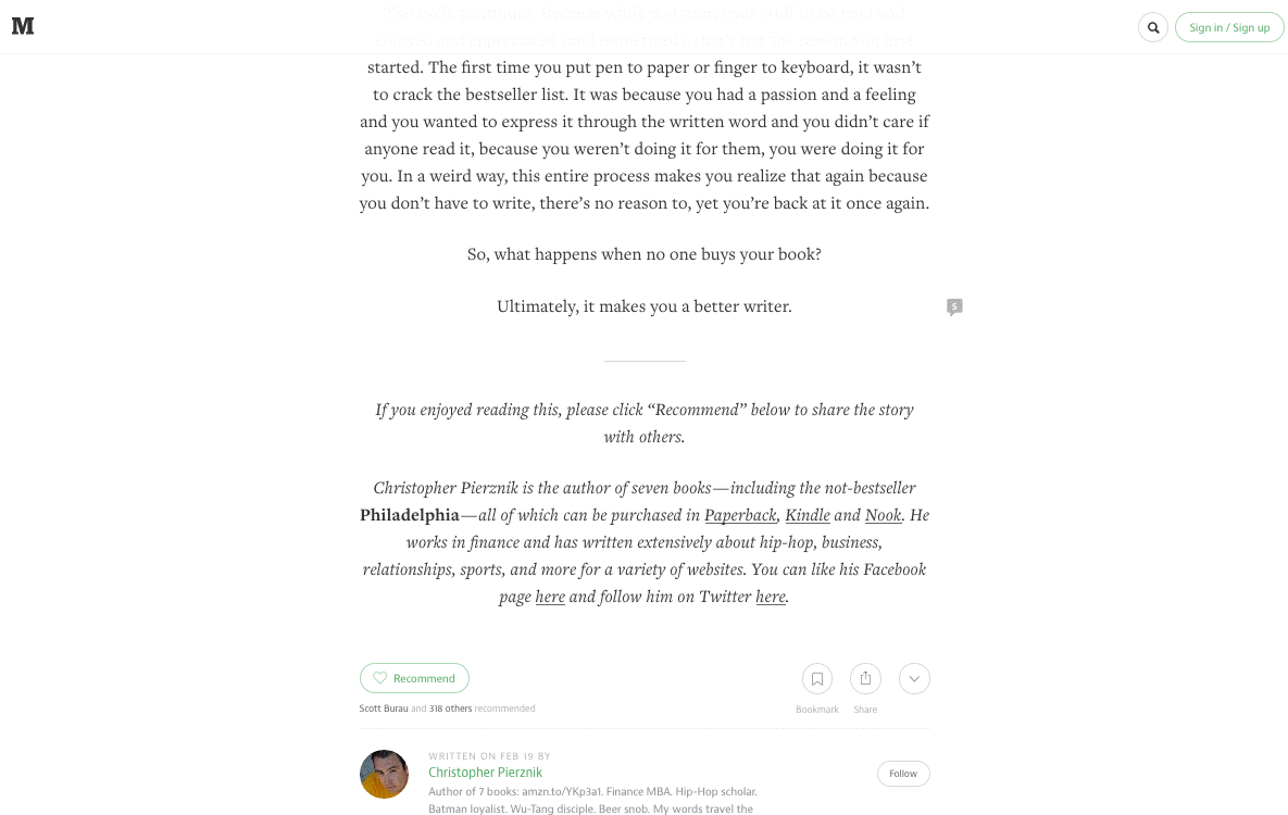 An example of a great reading experience thanks to a clear and uncluttered page and careful typography
