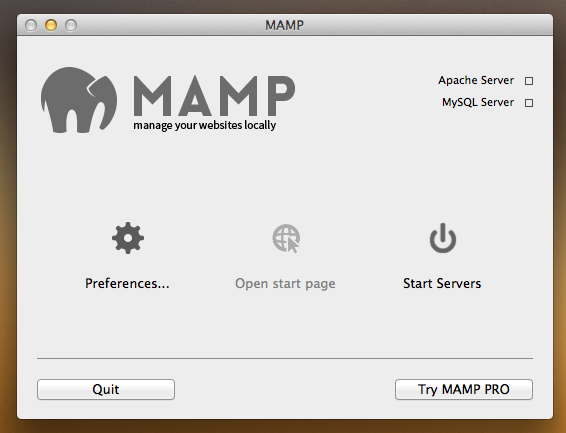 A screenshot of the MAMP control panel