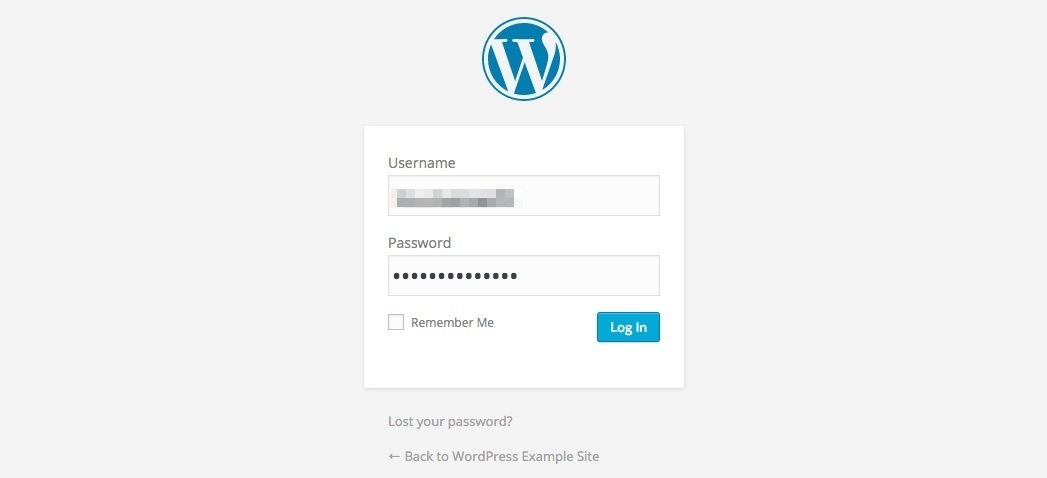 A screenshot showing the WordPress admin login screen
