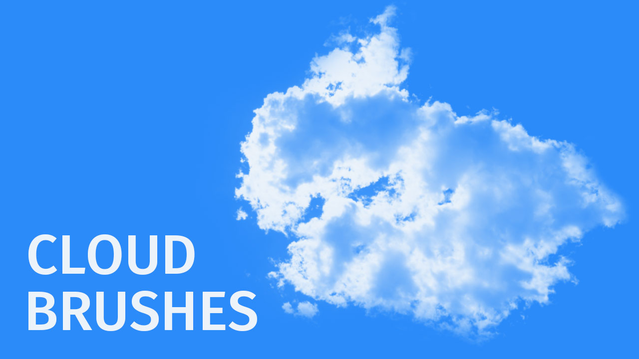 Our example image here shows the clouds brush used on simple sky blue background