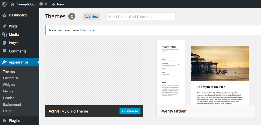 Creating a WordPress child theme - Step 6