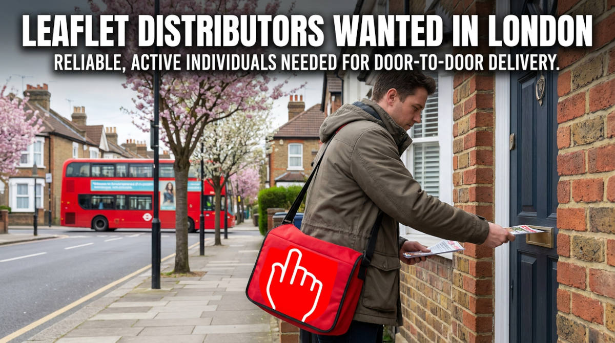 Leaflet distributors wanted in London – earn £40 per 1,000 leaflets